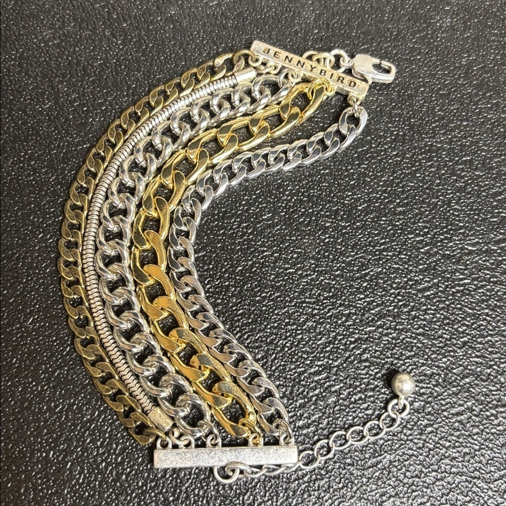 Jenny Bird Mixed Metal Two Tone Austin Chain Link Statement Bracelet - Picture 1 of 5